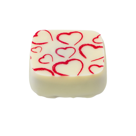 White choc with praline raspberry and cookie